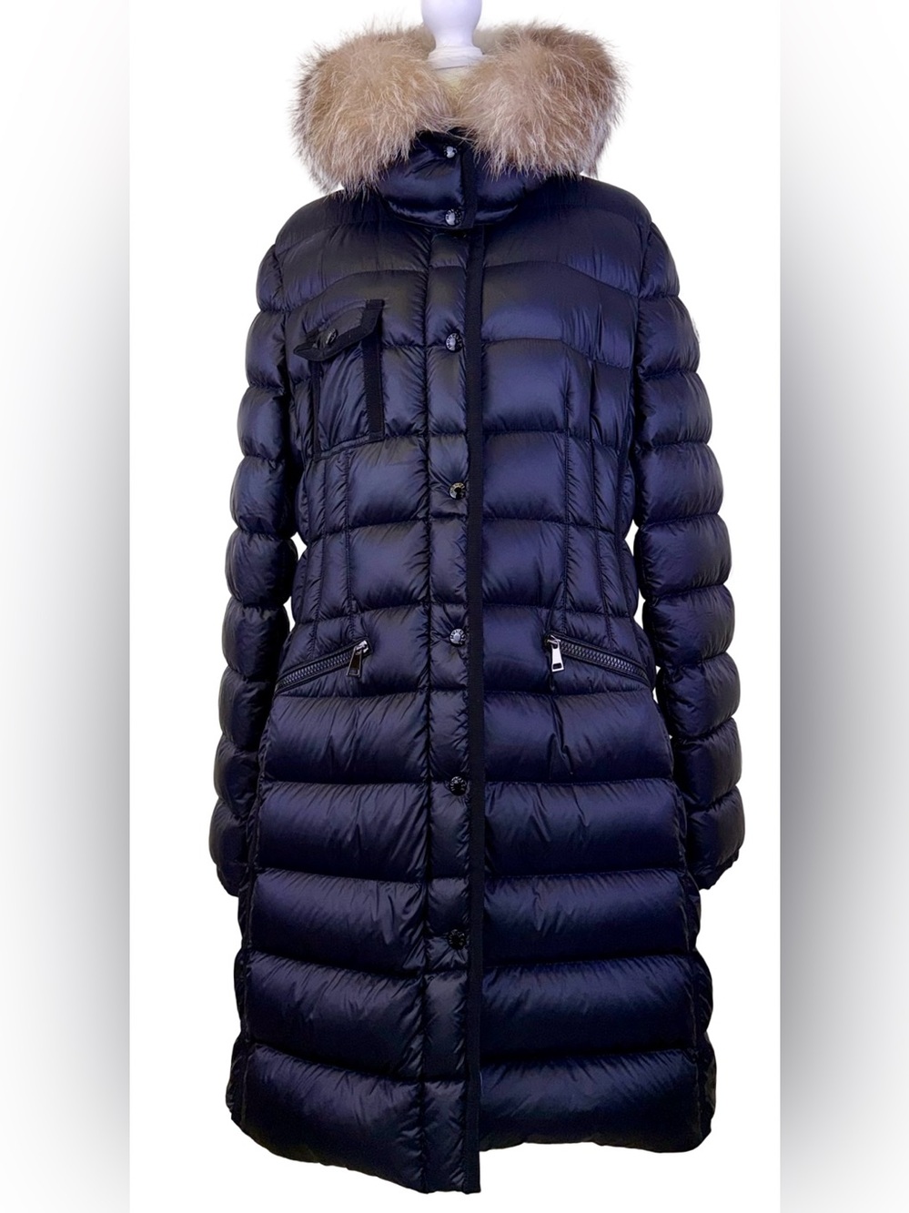 MONCLER HERMIFUR LONG DOWN PUFFER COAT IN BLACK